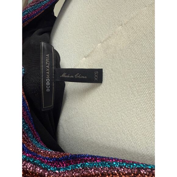 BCBGMAXAZRIA Metallic Multicolor Knit Sleeveless V-Neck Maxi Dress Size XXS - Picture 8 of 8